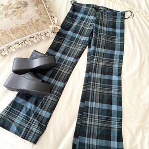 y2k low rise plaid flare pants mandee womens size 11 grunge academia